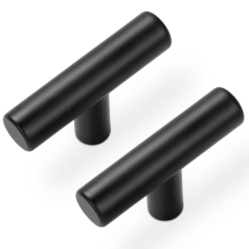 Estmoon 30 Pack Cabinet Knobs Matte Black Drawer Knobs Stainless Steel 2 Inch Overall Length Dresser Knobs for Cabinets Cupboard Bathroom Kitchen Hardware  Single Hole T Bar Knobs - Image 1